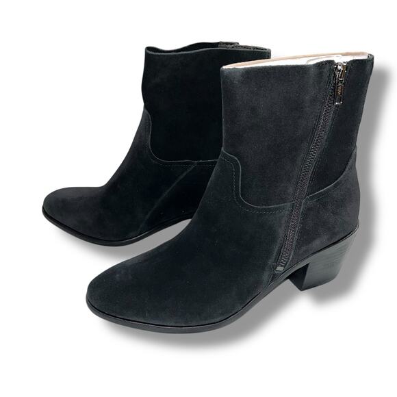 UGG Womens Breeda Suede Ankle Boots Mid Heel Zip Closure Almond Toe Black Sz 9 - Picture 4 of 16